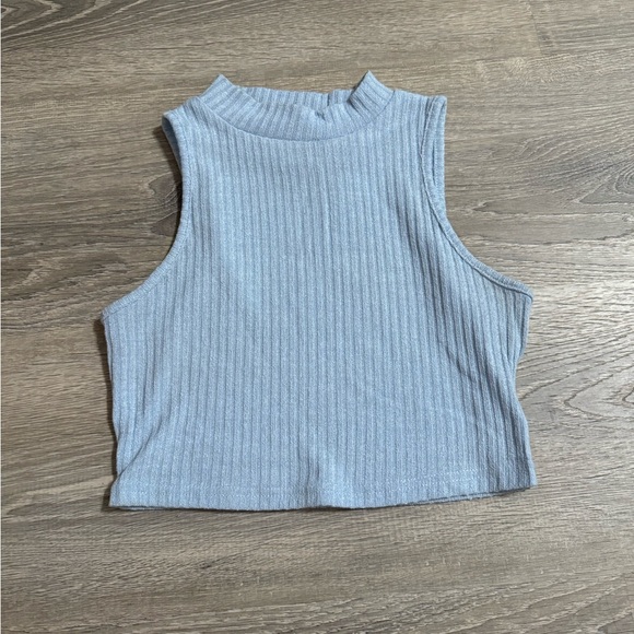Tops - High Neck Baby Blue Crop